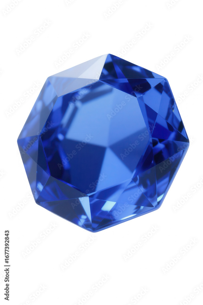 Fototapeta premium Deep Blue Sapphire Gemstone Isolated on White