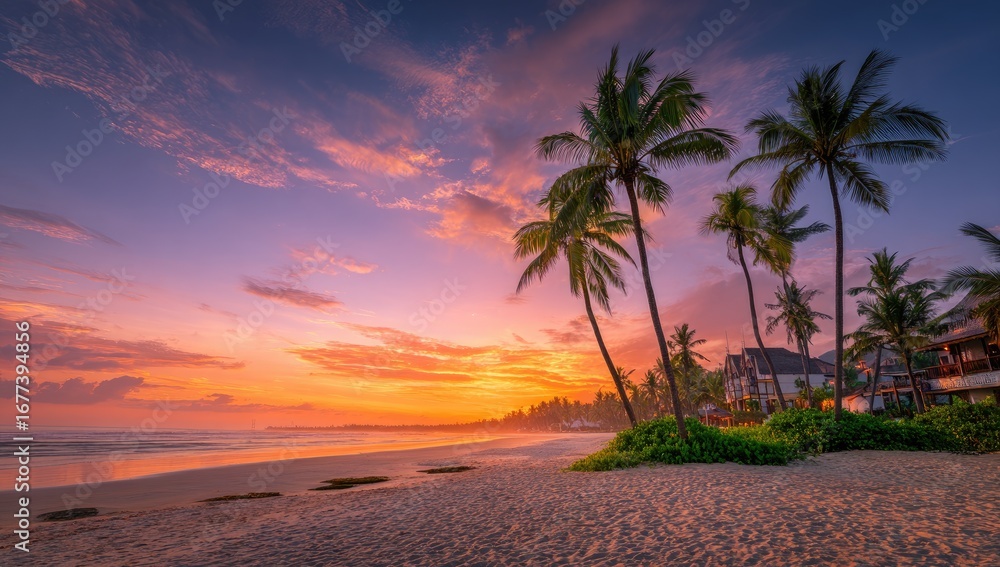 Fototapeta premium Tropical beach sunset panorama
