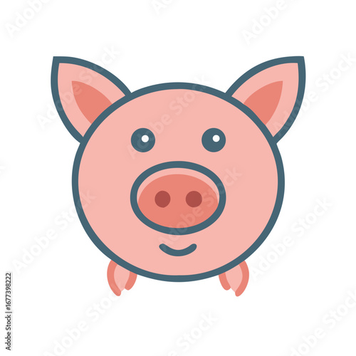 Farm pig face icon
