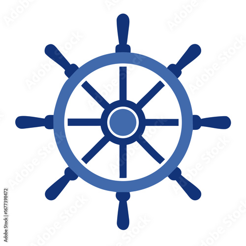 Nautical ship wheel dark blue
