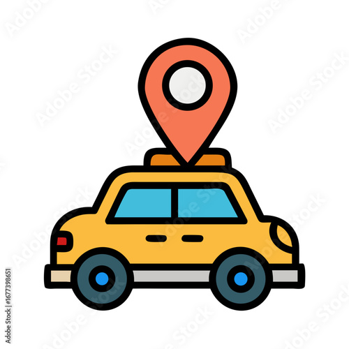 Taxi with location pin icon