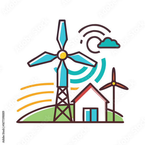 Wind energy farm eco icon