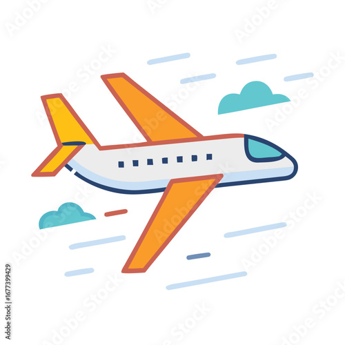 Fast airplane flight illustration icon