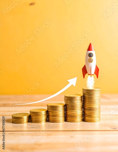 Financial growth, rocket, success