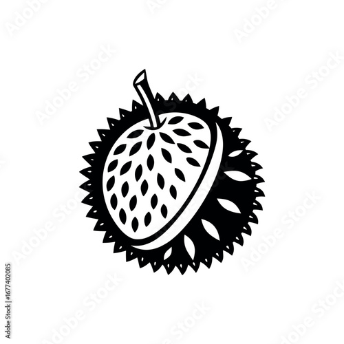 Stylized Black and White Illustration of a Custard Apple or Sugar Apple silhouette vector 