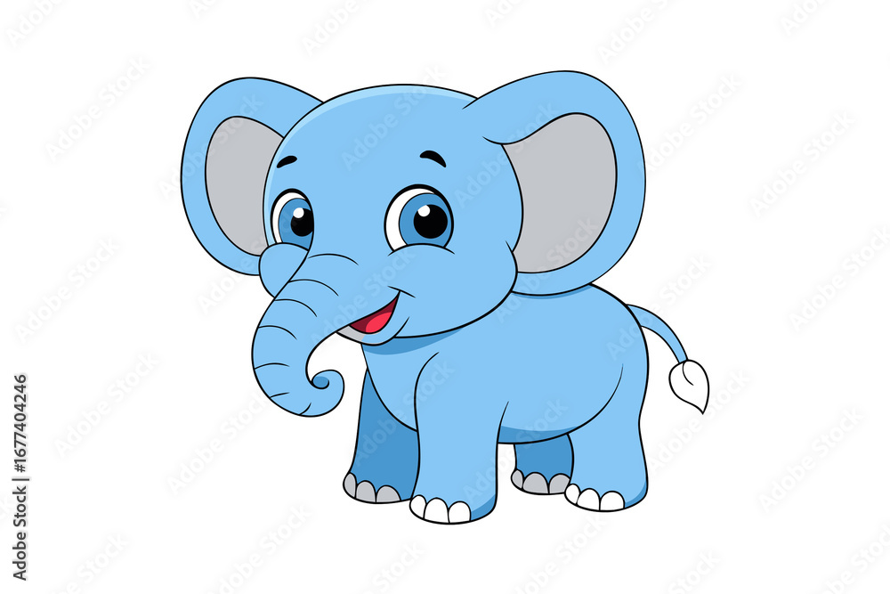 Fototapeta premium Photo of cute cartoon baby elephant isolated on transparent background