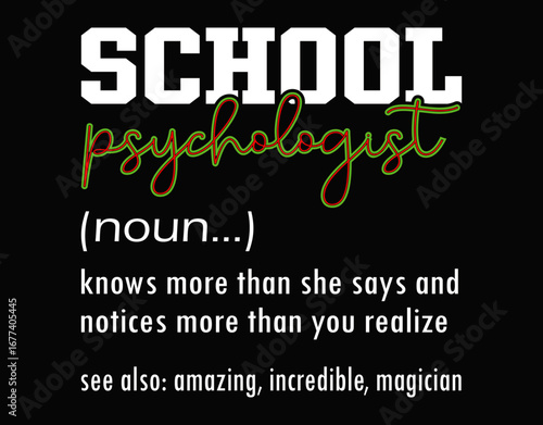 school psychologist knows more than says - printable editable vector art file.