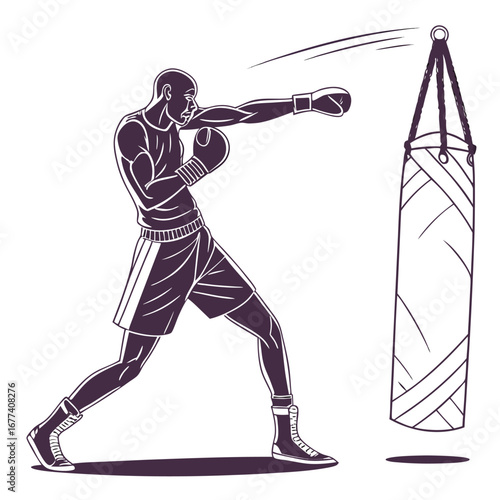 Boxer punching a speed bag boxing sport
