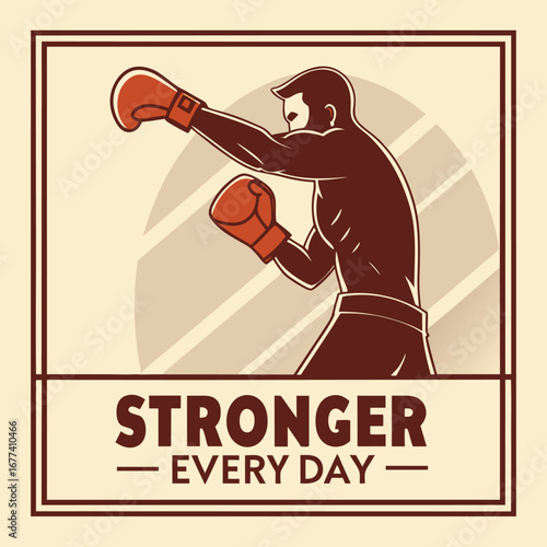Vintage Boxer Punching with Motivational Text boxing