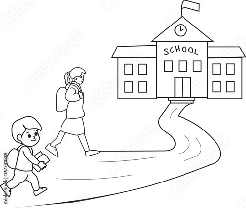 Kids school line art vector