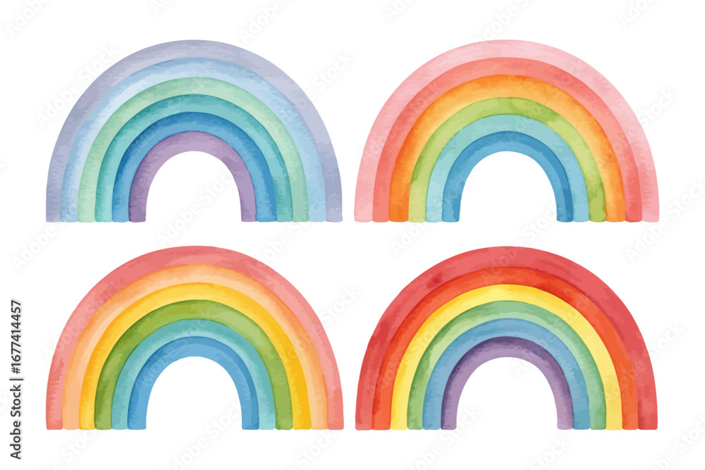 Obraz premium set of Watercolor Rainbow Brush Strokes Background