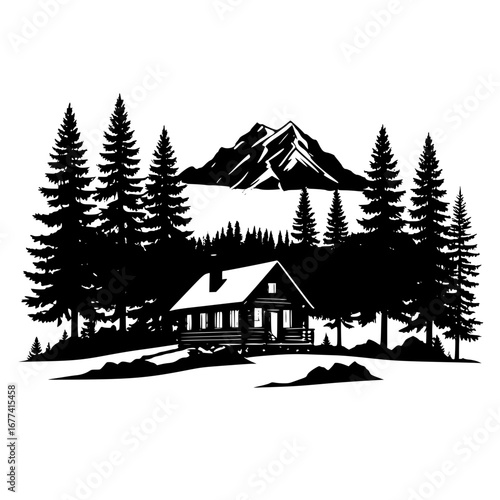 Cozy cabin retreat nestled in scenic mountain woods