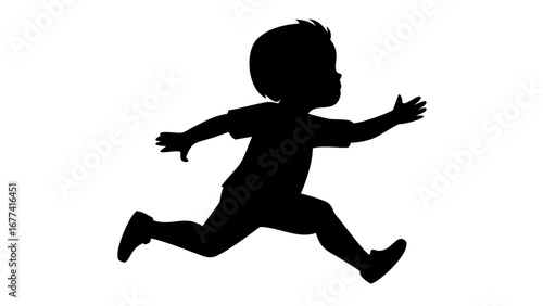 Silhouette of Joyful Run: A dynamic silhouette captures the unbridled exuberance of a running child, legs and arms outstretched in a moment of pure, unadulterated joy.