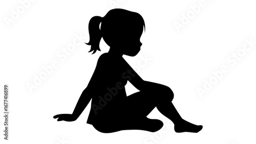 Silhouette of a Curious Child: A simple yet striking silhouette of a child, lost in contemplation, sitting serenely. The image captures the essence of childhood and the beauty of introspection.