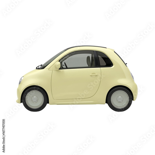 Compact car rendered on an isolated background providing a clean, contemporary aesthetic with