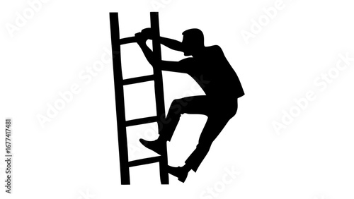 Silhouette of Ascent: A bold silhouette of a person fearlessly ascending a ladder, symbolizing ambition, progress, and the climb towards success. 