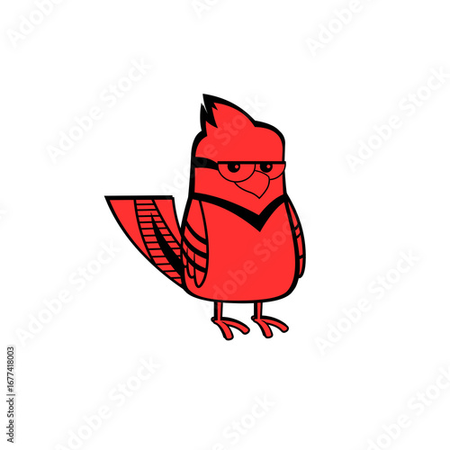 Red cartoon with the glasses, ready for coloring.