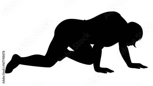 Silhouette of Determined Climber: Witness the intense determination and physicality of a climber.