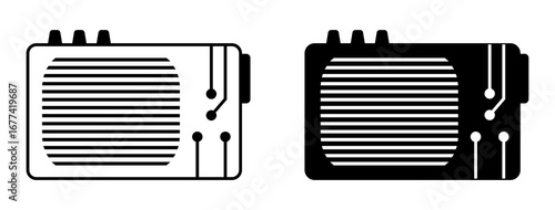 Set of radio device icons. Portable radio receiver. Retro radio icon. EPS 10 Vector illustration