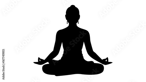 Inner Peace: A serene silhouette of a person in a yoga pose, meditating in tranquil stillness. Evoking a sense of calm, mindfulness, and balance.