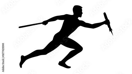 Silhouette of Determination: An athletic silhouette embodies strength and dedication as it sprints with unwavering focus and determination, symbolizing the essence of victory and perseverance.