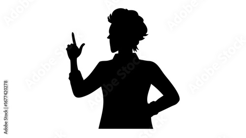 The Silhouette of an Idea: An artistic monochrome portrayal of a person striking a pose indicating an idea. A picture of the inspiration or innovation.