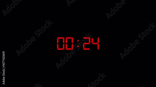 30 seconds countdown timer animation on transparent background, 4 digit number countdown from 30 to 0 seconds with Alpha channel, 30  seconds countdown in 4K.