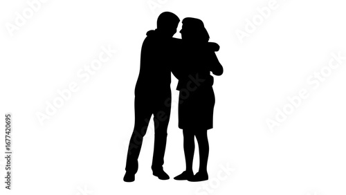 Intimate silhouette of Couple: Two figures share an embrace of closeness, creating a poignant silhouette against a neutral backdrop.