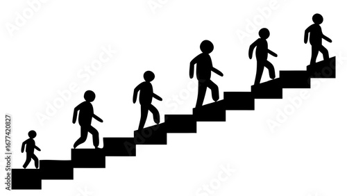 Climbing Steps to Success: A symbolic representation of upward mobility and progress, with stylized figures ascending a staircase, symbolizing the journey towards achievement.