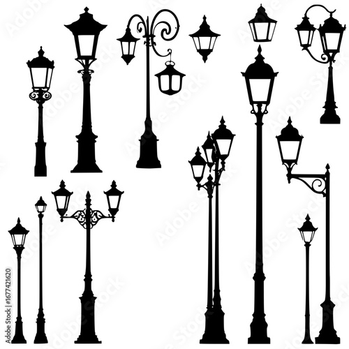 Classic street lamps set