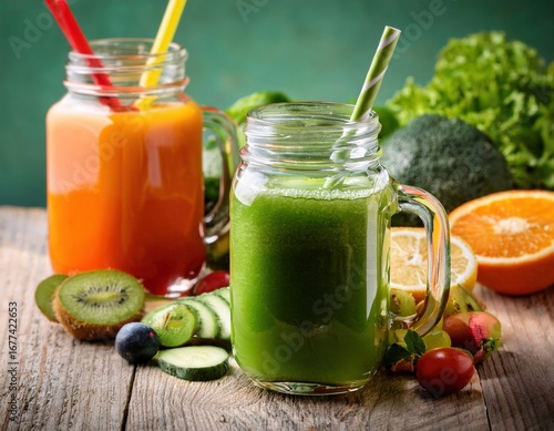 Refreshing healthy drink made with freshly squeezed juices