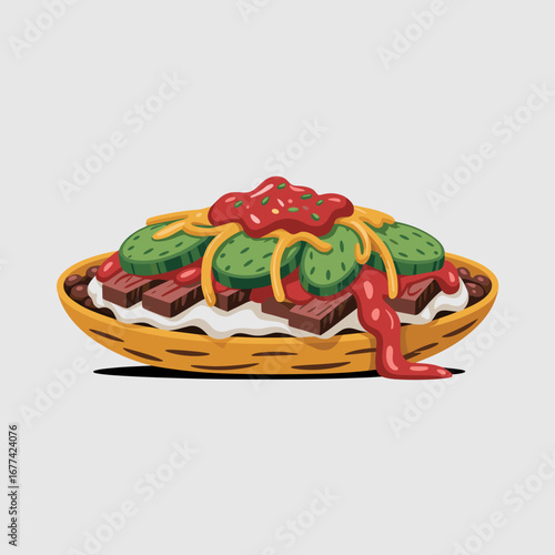 Mexican Sope with Nopales and Salsa Illustration