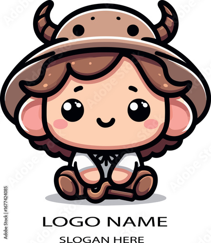 Cute noahs logo icon vector white background .