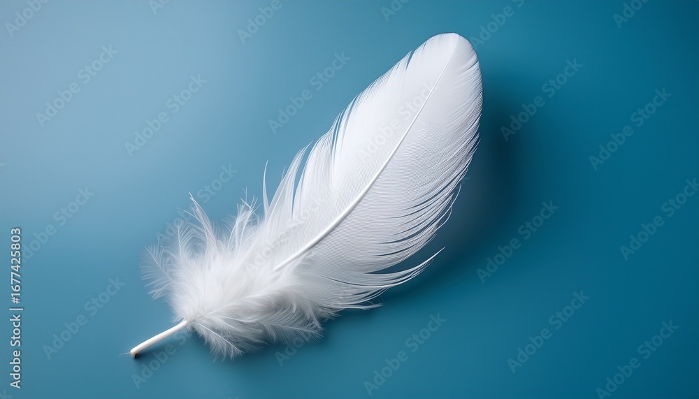 Obraz premium white feather floating on clean minimal background