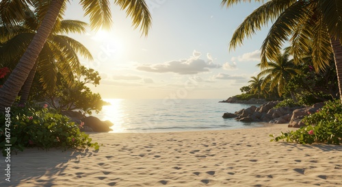 Tropical beach at golden hour