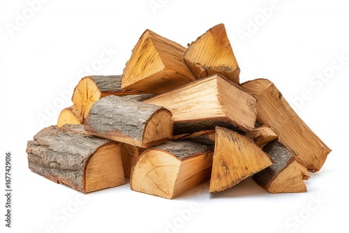 Wallpaper Mural Cut firewood stacked neatly on a white background for artistic and practical use, perfect for warmth and ambiance in cozy settings Torontodigital.ca