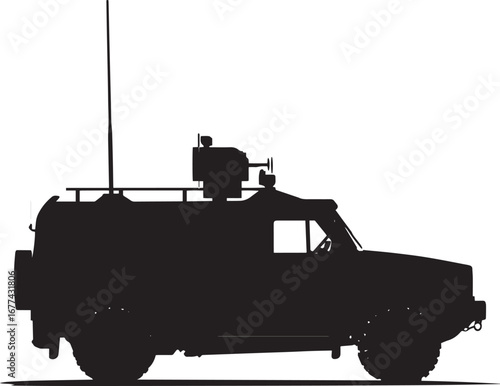 Emergency Response Van A silhouette vector of a high-tech communication-equipped vehicle.