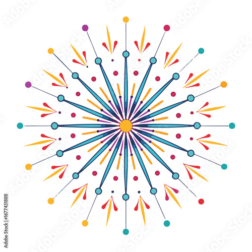 Colorful abstract starburst explosion isolated on white background