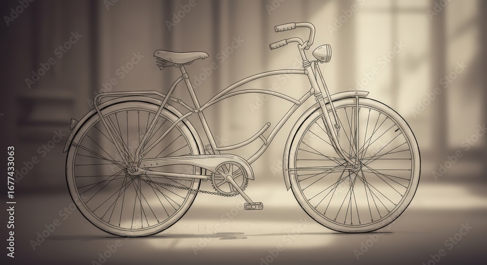 Obraz premium Vintage bicycle sketch illustration