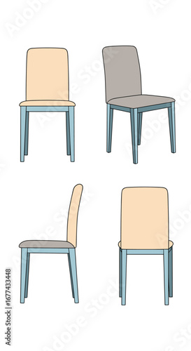 Modern style dining chairs with comfortable upholstered seat and back support for home or office use