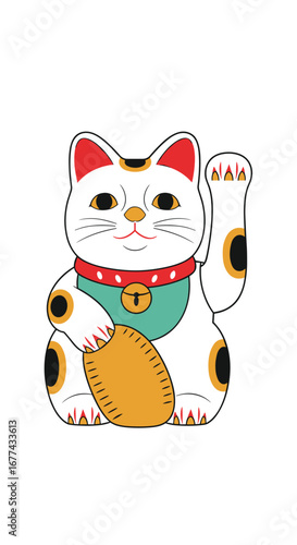 Lucky cat welcoming fortune and prosperity bringing good luck and wealth charm decoration