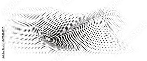 	
Flowing Wave Dot Halftone Pattern: Curve Gradient Shape on Transparent Background. Suitable for AI, Tech, Network, Digital, Science, and Technology Themes.