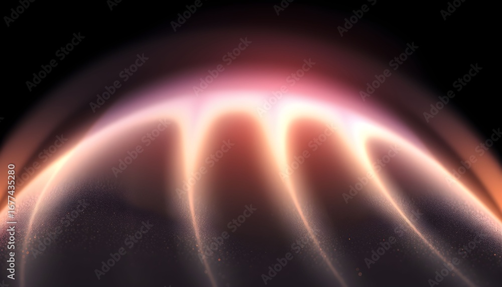 Naklejka premium Abstract glowing wavy light pattern with warm colors against a dark background, creating an ethereal and energetic visual.