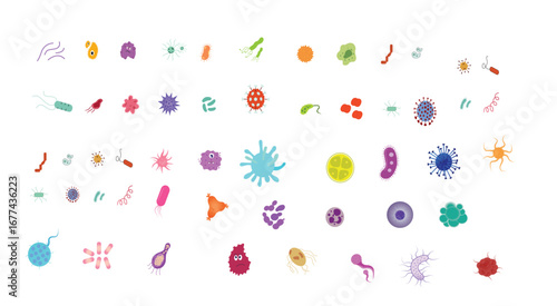 Virus and Bacteria Vector Set – Microorganism and Germs Icons Collection