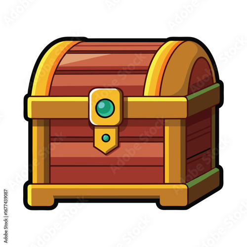 Treasure Chest Isometric Vector – Gold Coins and Gems Illustration