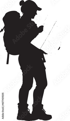 Exploring with a Map erson reading a map, silhouette illustration.