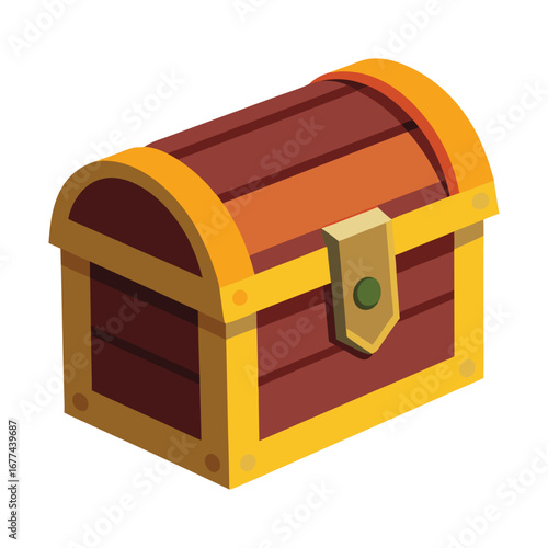 Treasure Chest Isometric Vector – Gold Coins and Gems Illustration