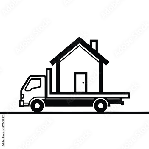 Vector art of house on a truck for moving and relocation