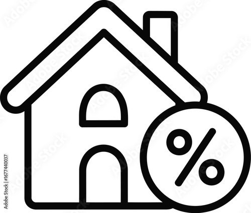 Vector art of house with percentage sign, representing mortgage interest rate