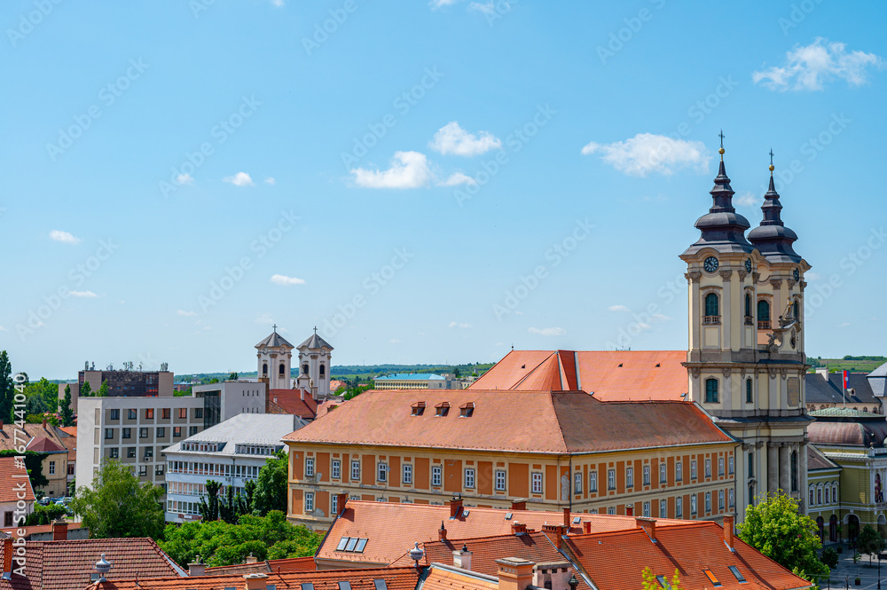 Obraz premium Panoramic view to the old town of Eger Hungary